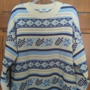 Vintage Northwest Blue Sweater Blue Cream Pullover Plus Size 24